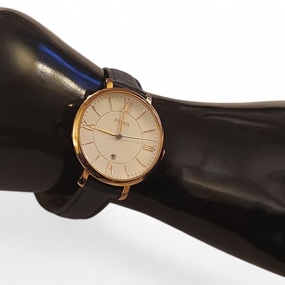 Fossil ES4140 Women\'s Gold Tone Watch Roman Numeral Leather Date Quartz main image 4